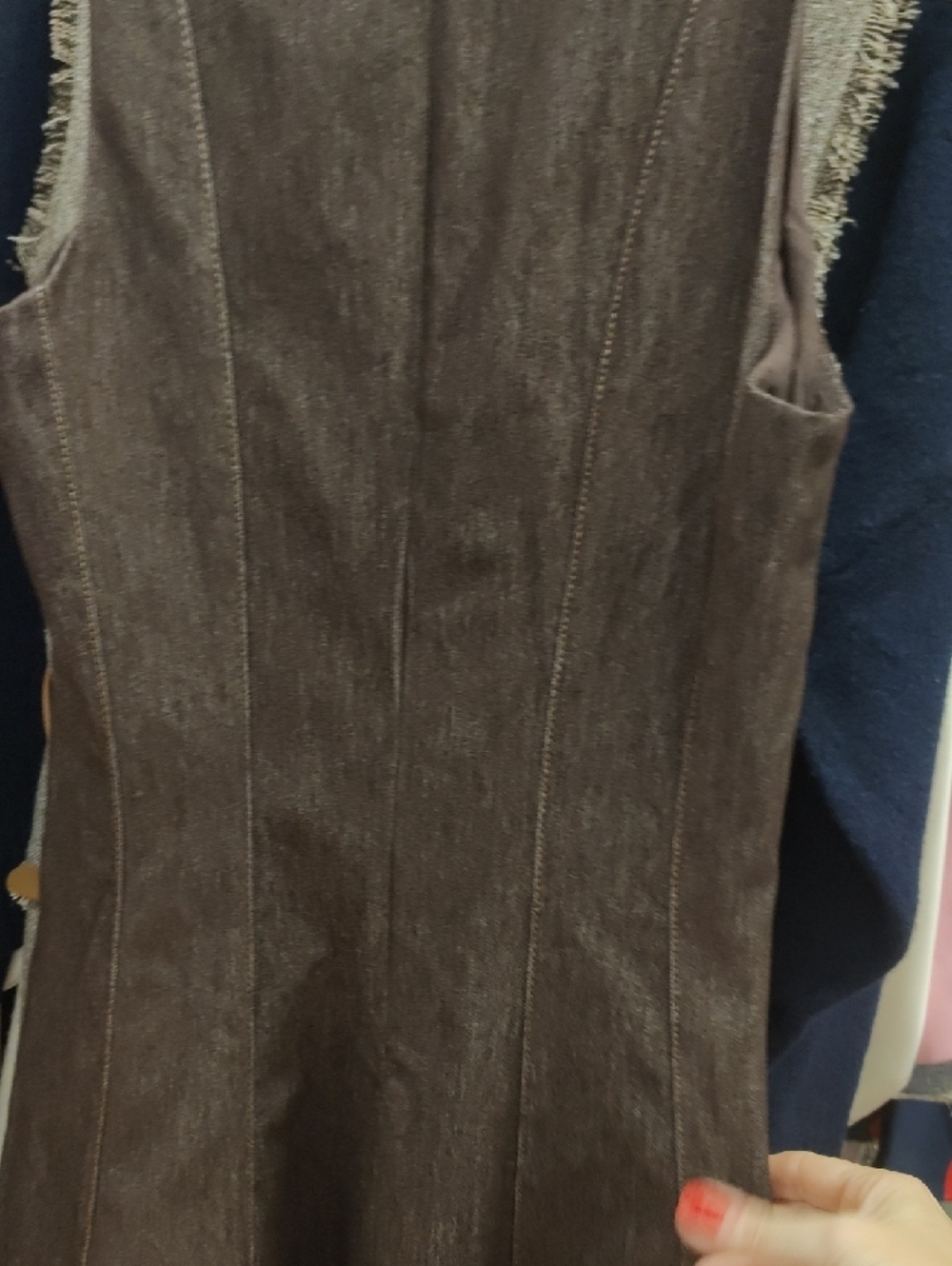 Zara Denim Brown Sleeveless Maxi Dress - Picture 5 of 7